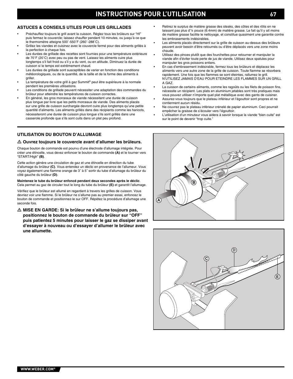 Instructions pour l’utilisation | weber E/S 650 User Manual | Page 67 / 84