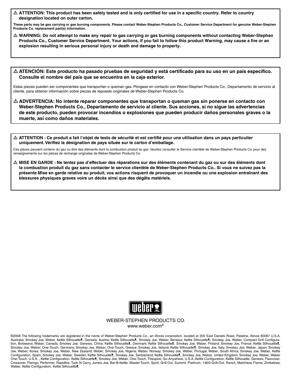 weber E/S 650 User Manual | Page 82 / 84