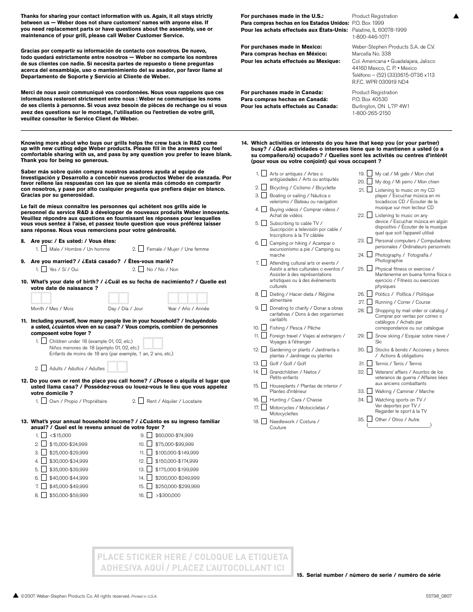 weber E/S 650 User Manual | Page 84 / 84