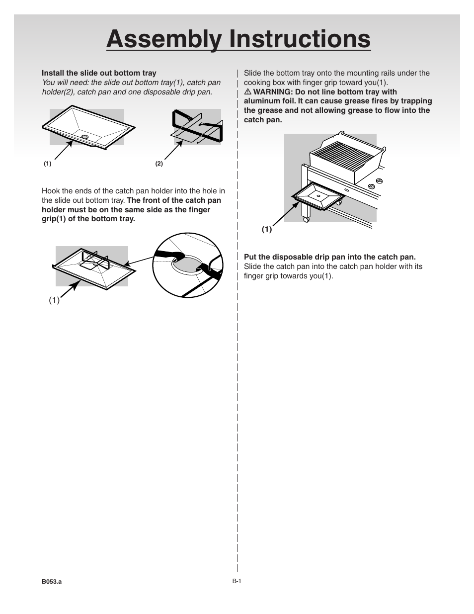 Assembly instructions, Install the slide out bottom tray | weber 55062 User Manual | Page 11 / 26