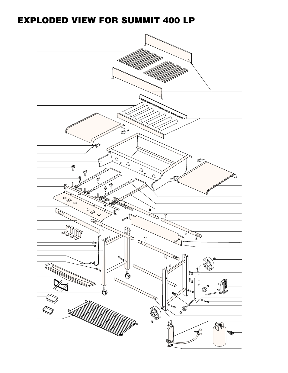 Exploded view for summit 400 lp | weber 400 User Manual | Page 14 / 16