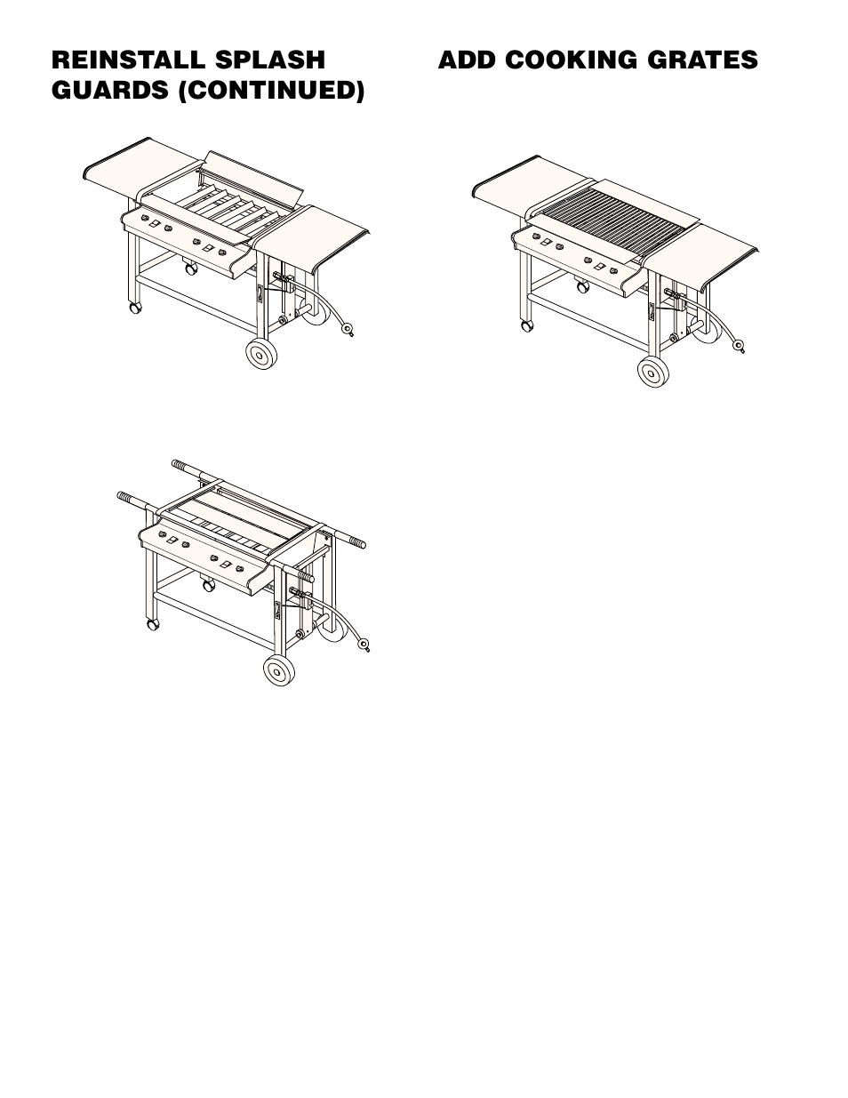 Add cooking grates, Reinstall splash guards (continued) | weber 400 User Manual | Page 4 / 16
