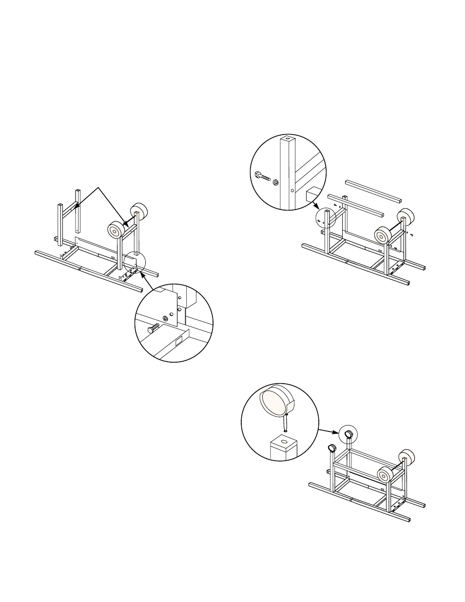 Continue frame assembly, Complete frame assembly, Insert casters | weber 2000 LX Series User Manual | Page 11 / 32