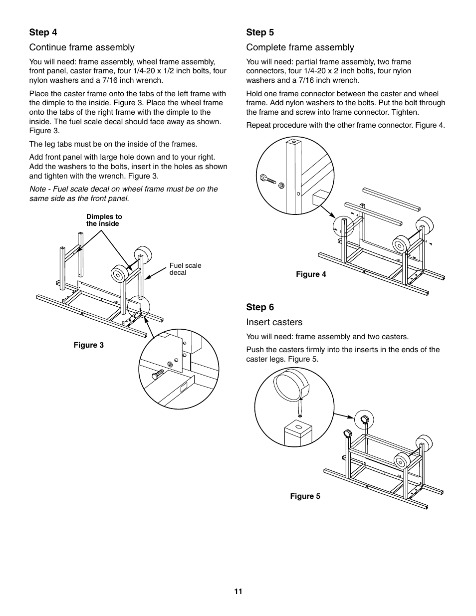 Continue frame assembly, Complete frame assembly, Insert casters | weber 2300 User Manual | Page 11 / 36