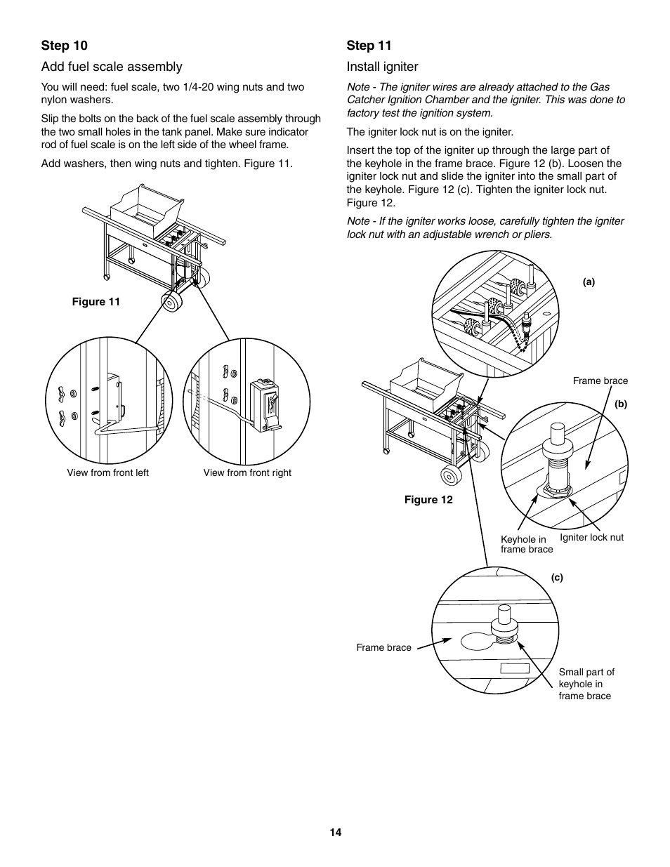 Add fuel scale assembly, Install igniter, Step 11 install igniter | Step 10 add fuel scale assembly | weber 2300 User Manual | Page 14 / 36