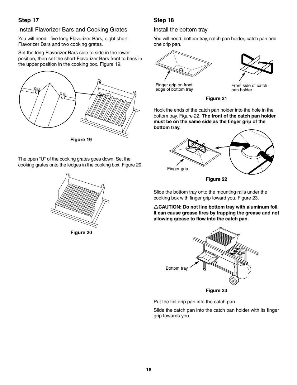 Install flavorizer bars and cooking grates, Install the bottom tray | weber 2300 User Manual | Page 18 / 36