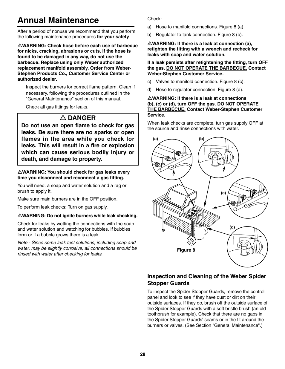 Annual maintenance, Ƽ danger | weber 2300 User Manual | Page 28 / 36