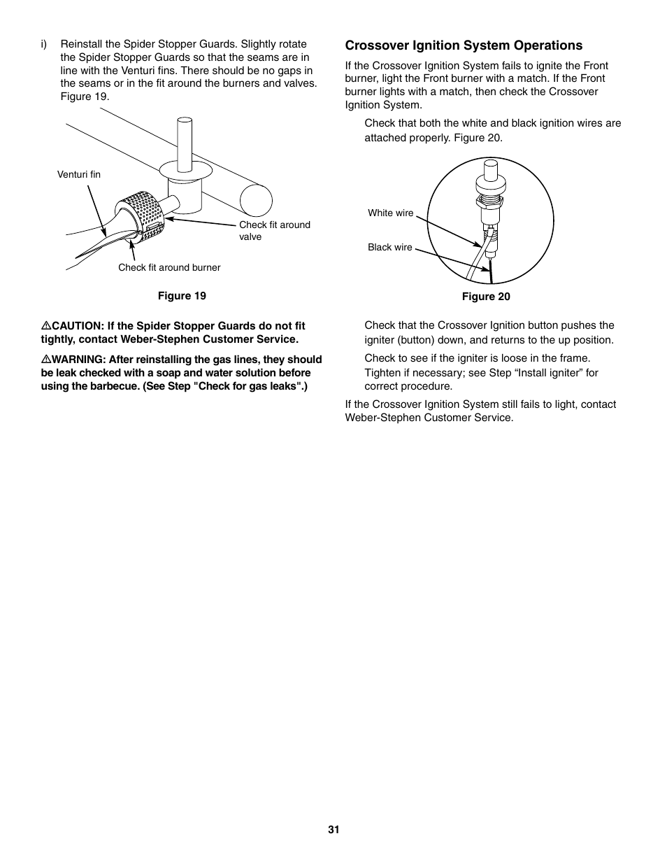 Crossover ignition system operations | weber 2300 User Manual | Page 31 / 36