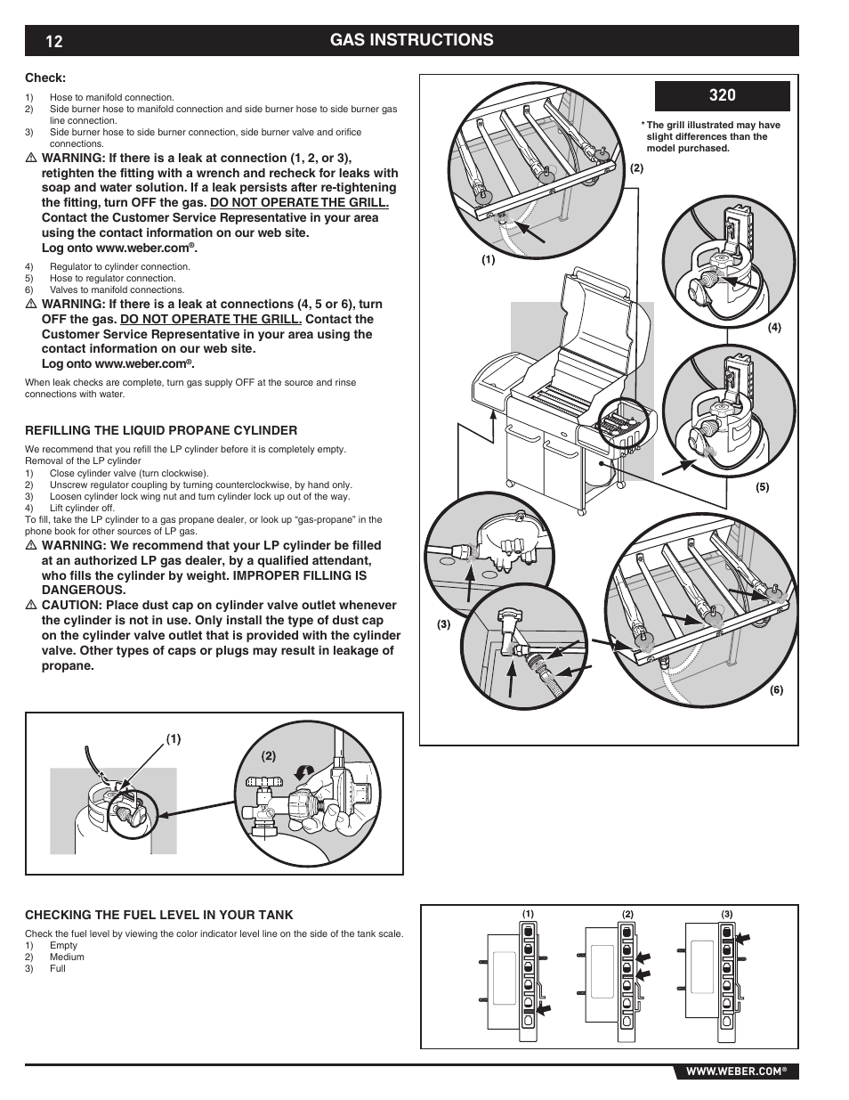 Gas instructions | weber EP -310/320 User Manual | Page 12 / 56