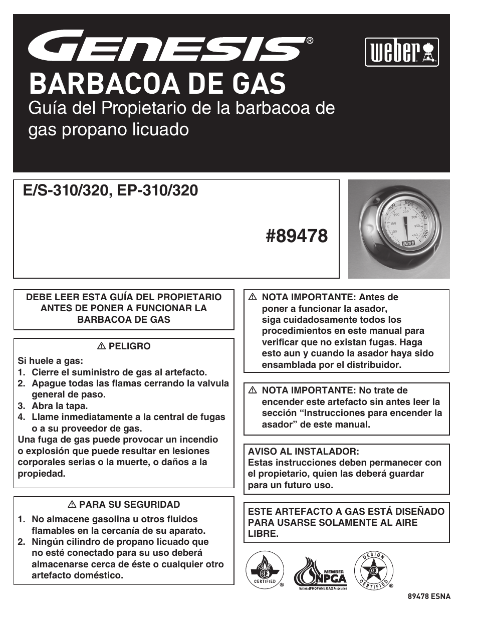 Barbacoa de gas | weber EP -310/320 User Manual | Page 21 / 56