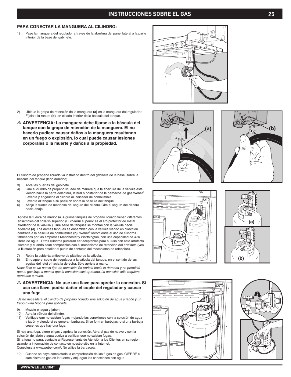 Gas instructions, Instrucciones sobre el gas | weber EP -310/320 User Manual | Page 25 / 56