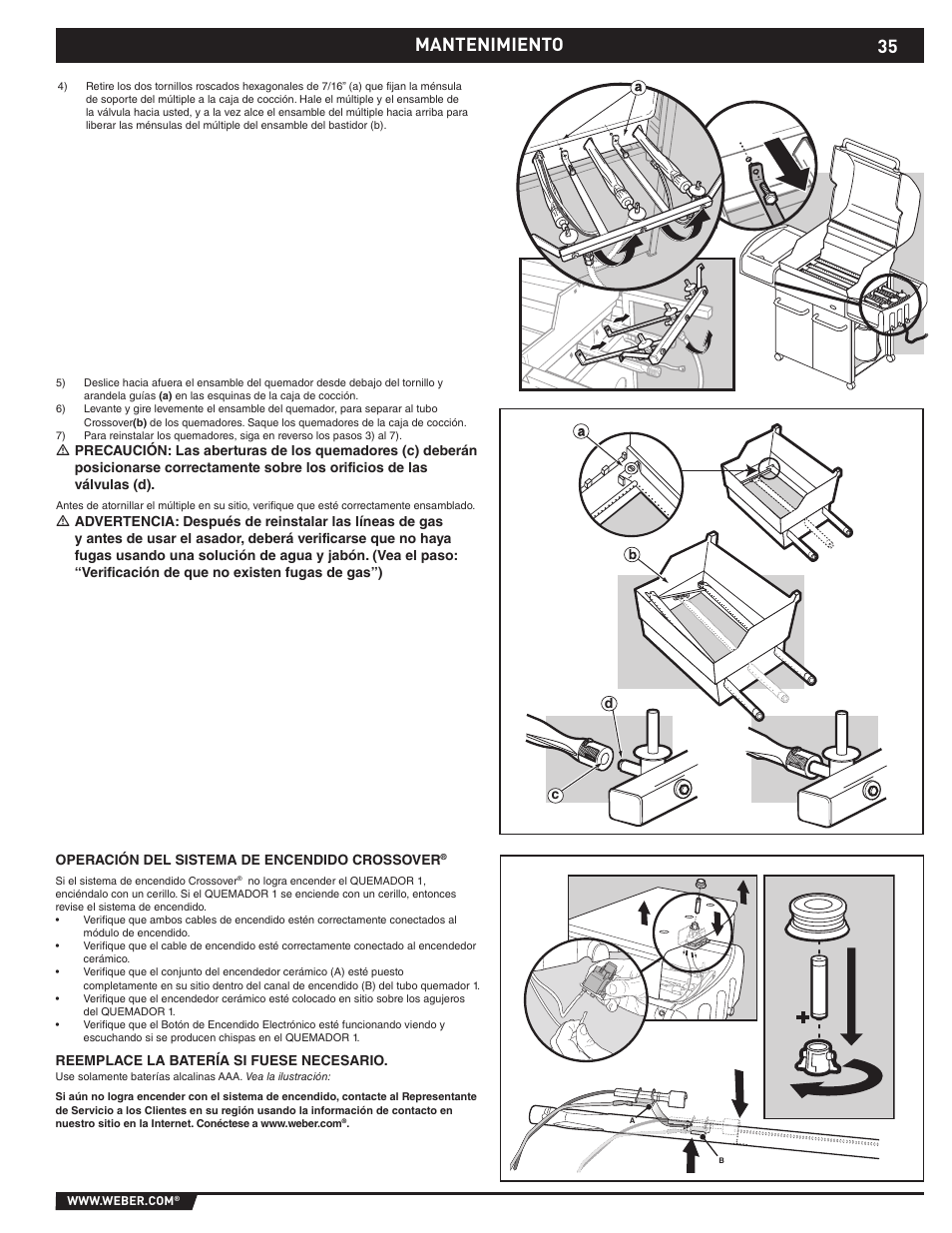 Maintenance, Mantenimiento | weber EP -310/320 User Manual | Page 35 / 56