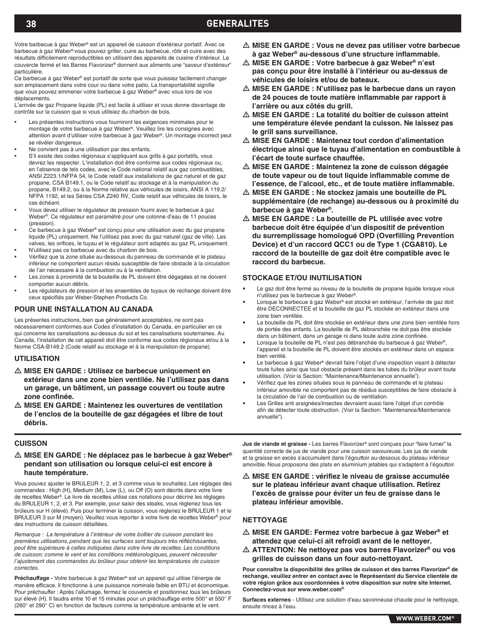 Generalites | weber EP -310/320 User Manual | Page 38 / 56