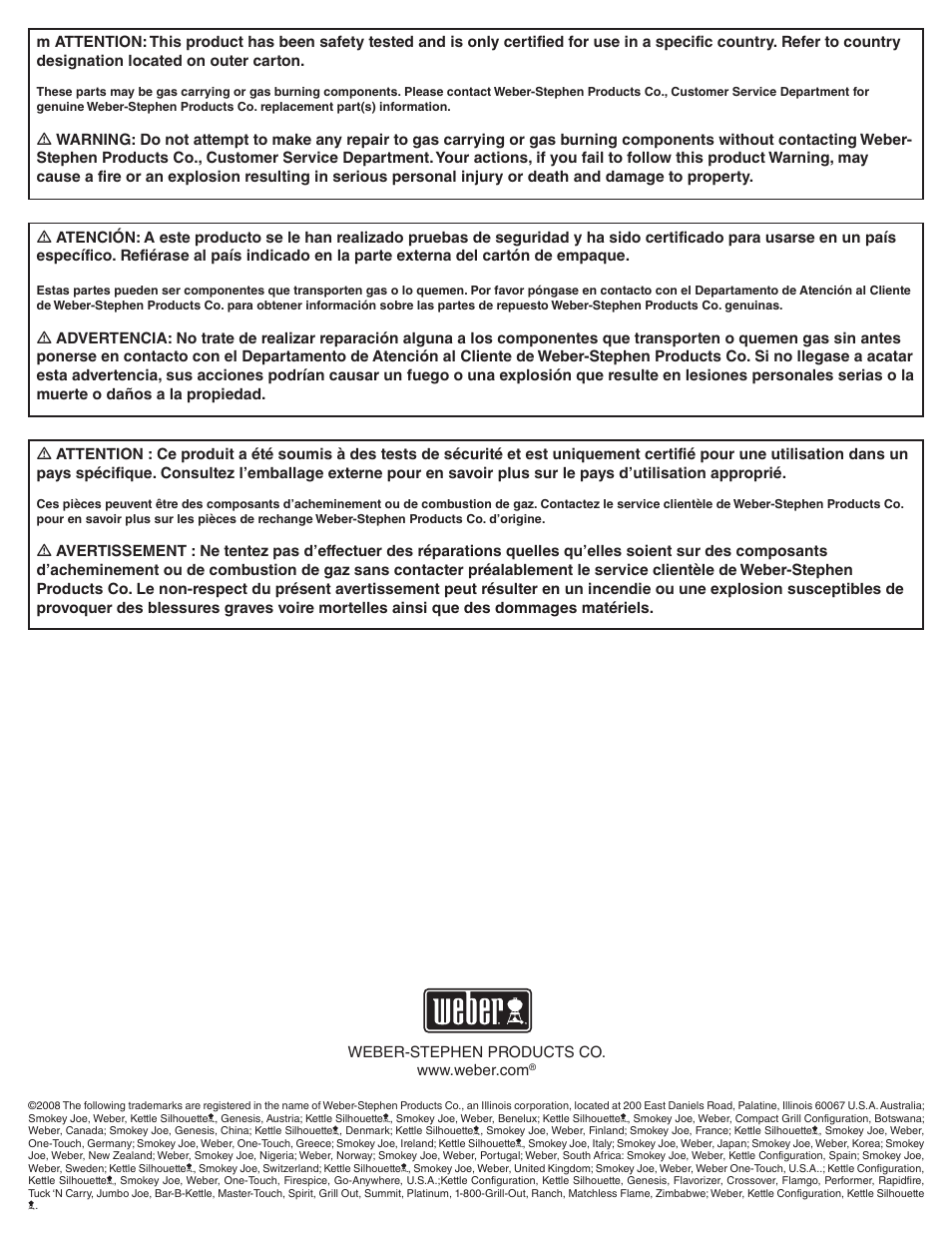 weber EP -310/320 User Manual | Page 54 / 56