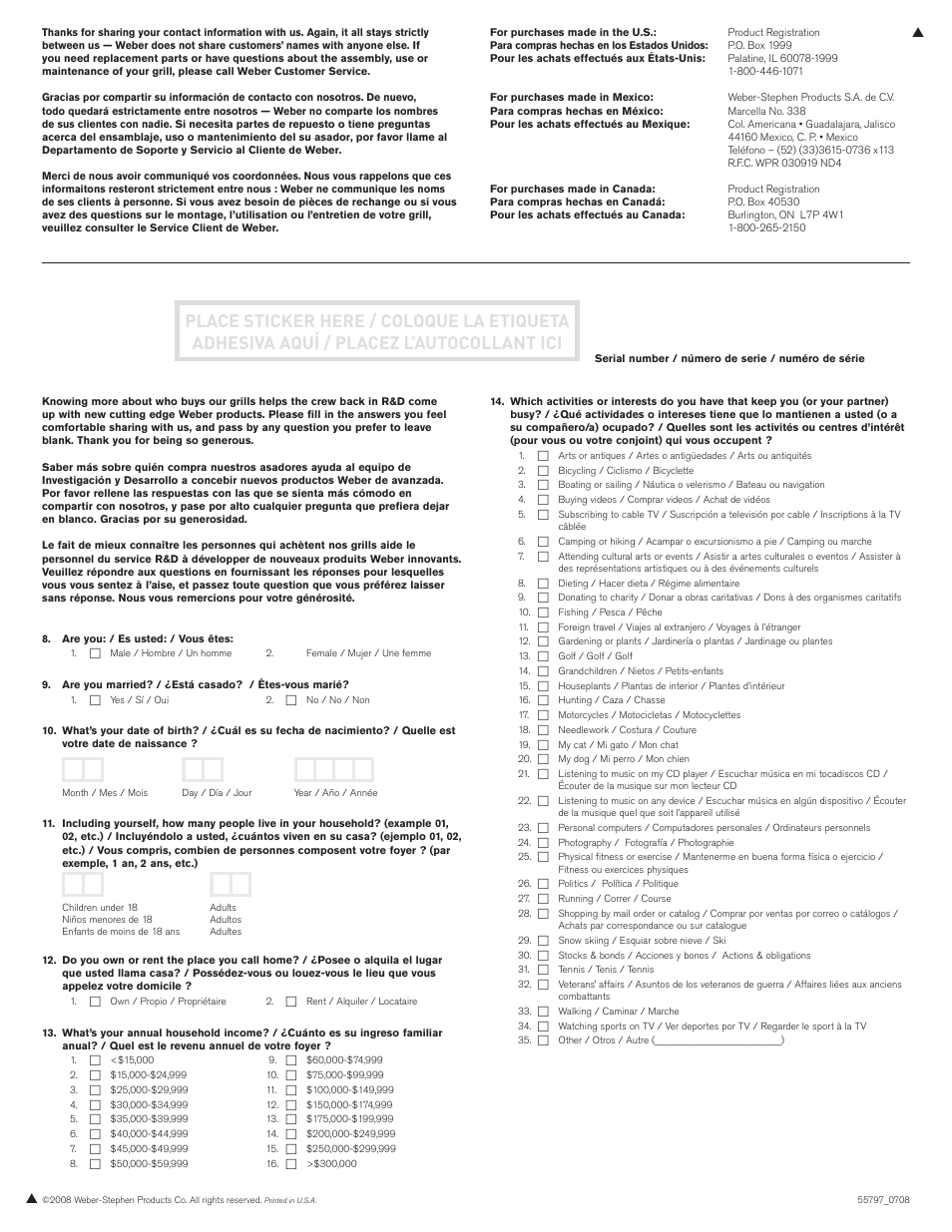 weber EP -310/320 User Manual | Page 56 / 56