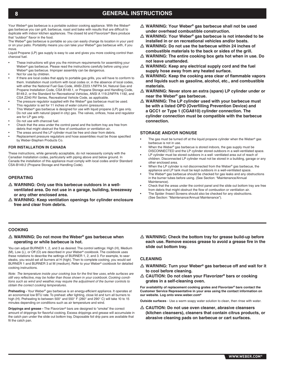 General instructions | weber EP -310/320 User Manual | Page 8 / 56