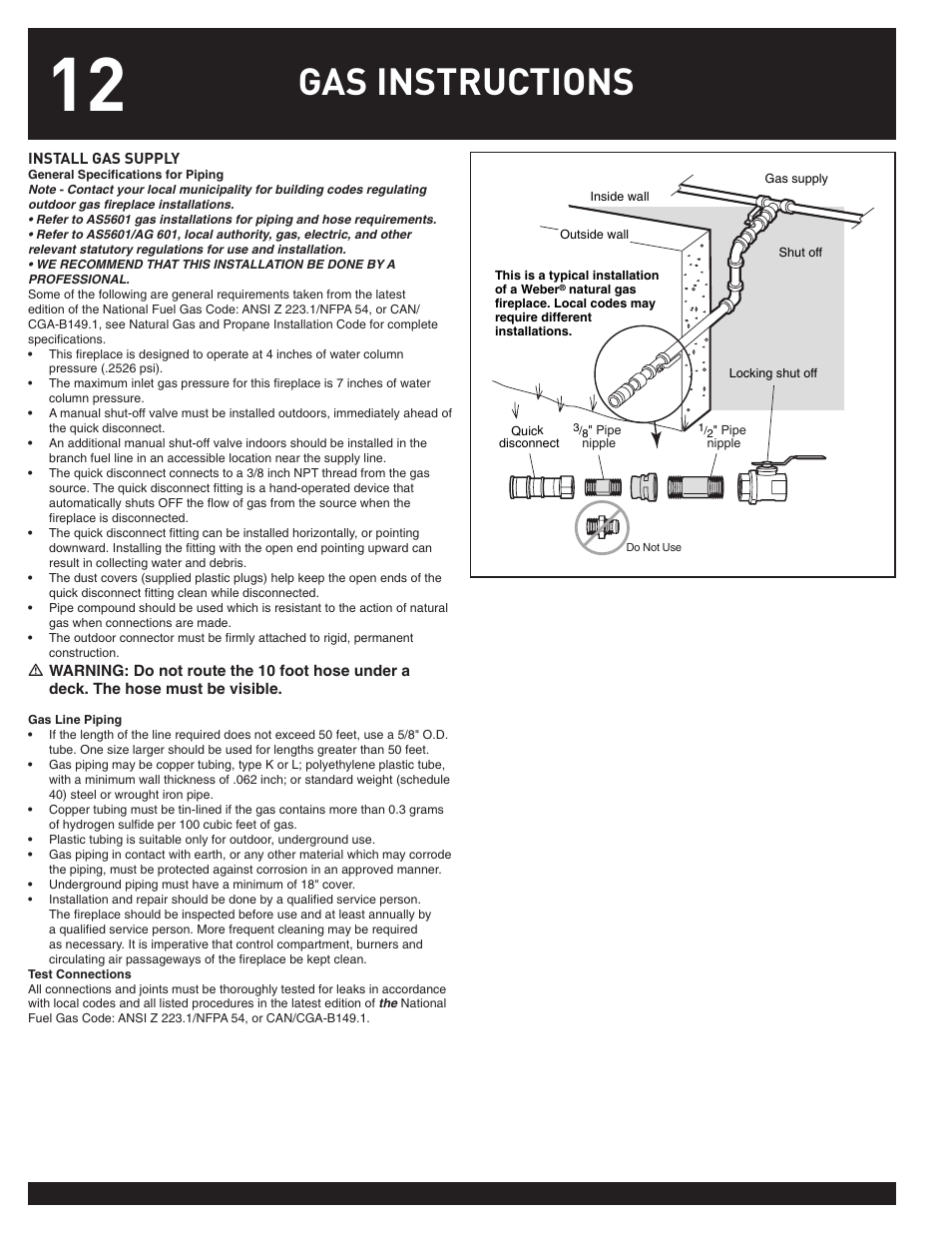 Gas instructions | weber FLAME User Manual | Page 12 / 20