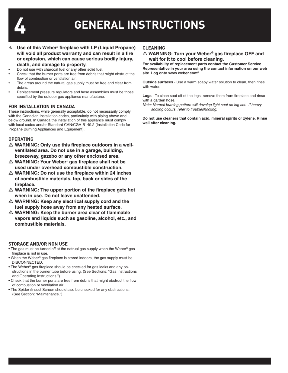 General instructions | weber FLAME User Manual | Page 4 / 20