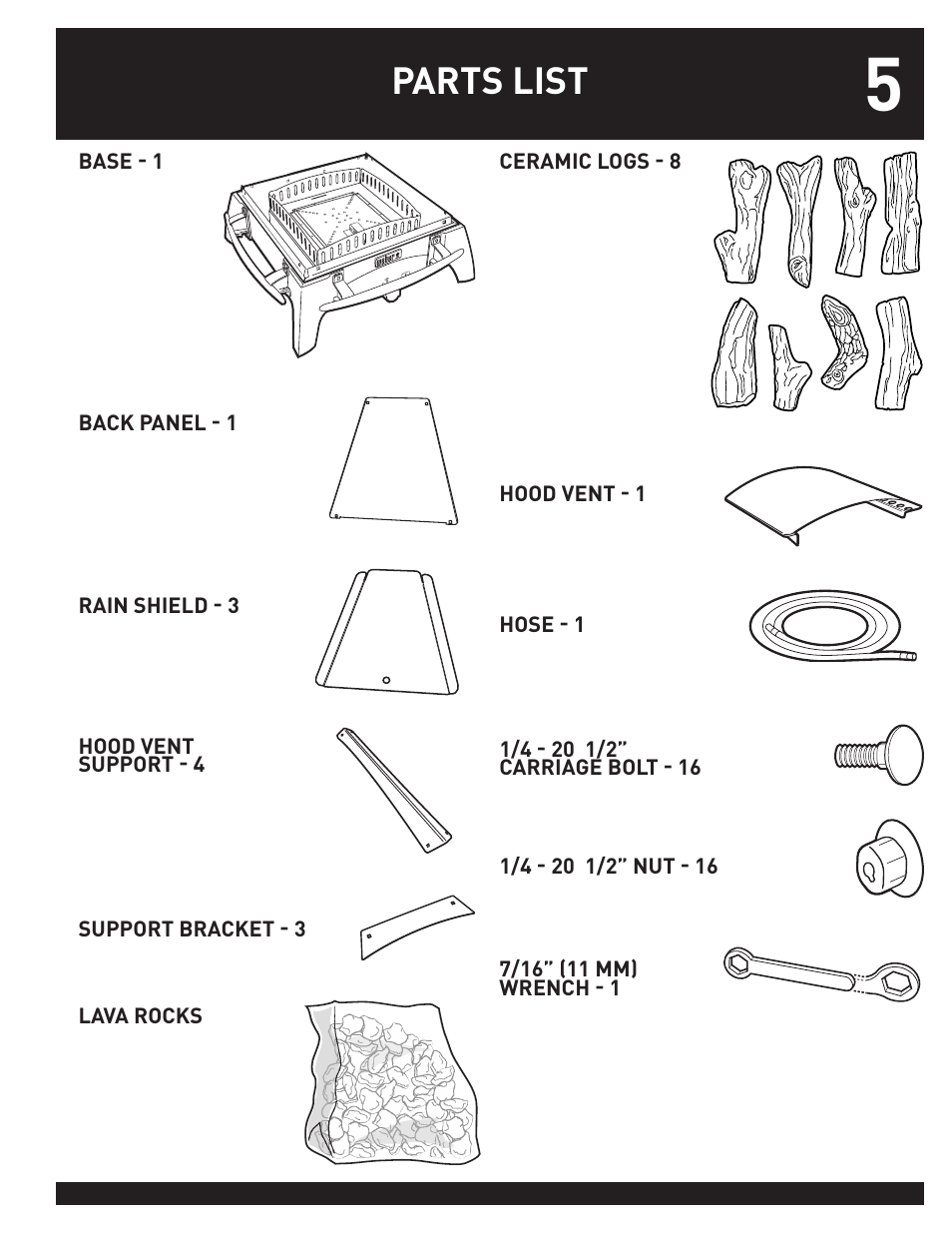 Parts list | weber FLAME User Manual | Page 5 / 20