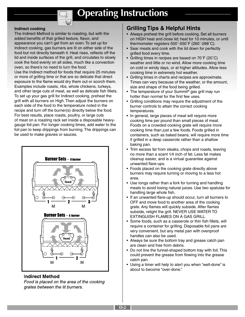 Operating instructions, Grilling tips & helpful hints | weber 42092 User Manual | Page 35 / 47