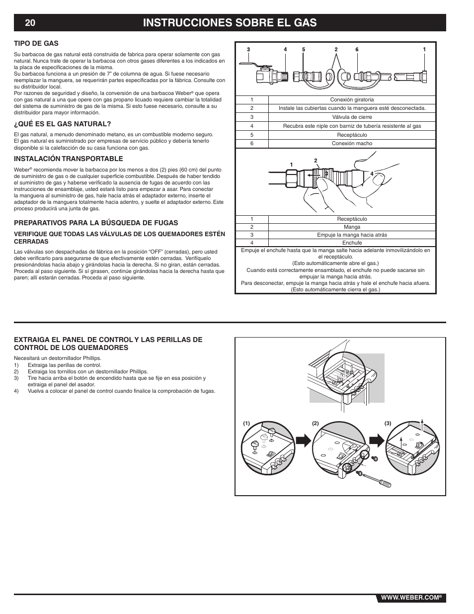 Instrucciones sobre el gas | weber 89839 User Manual | Page 20 / 44