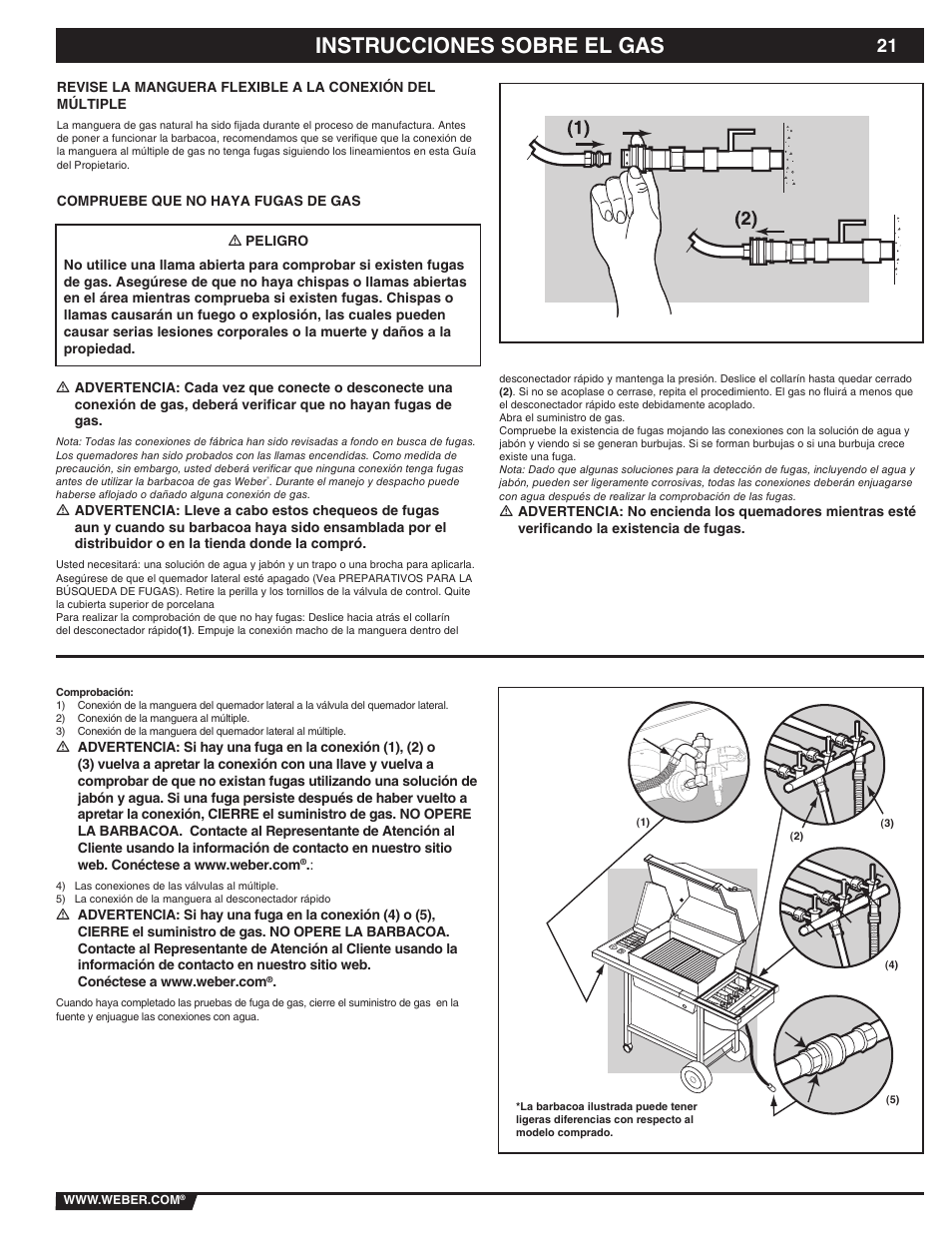 Instrucciones sobre el gas | weber 89839 User Manual | Page 21 / 44