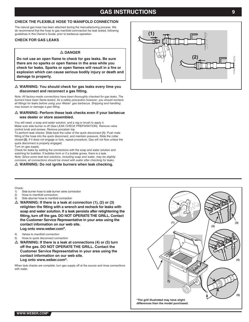 Gas instructions | weber 89839 User Manual | Page 9 / 44