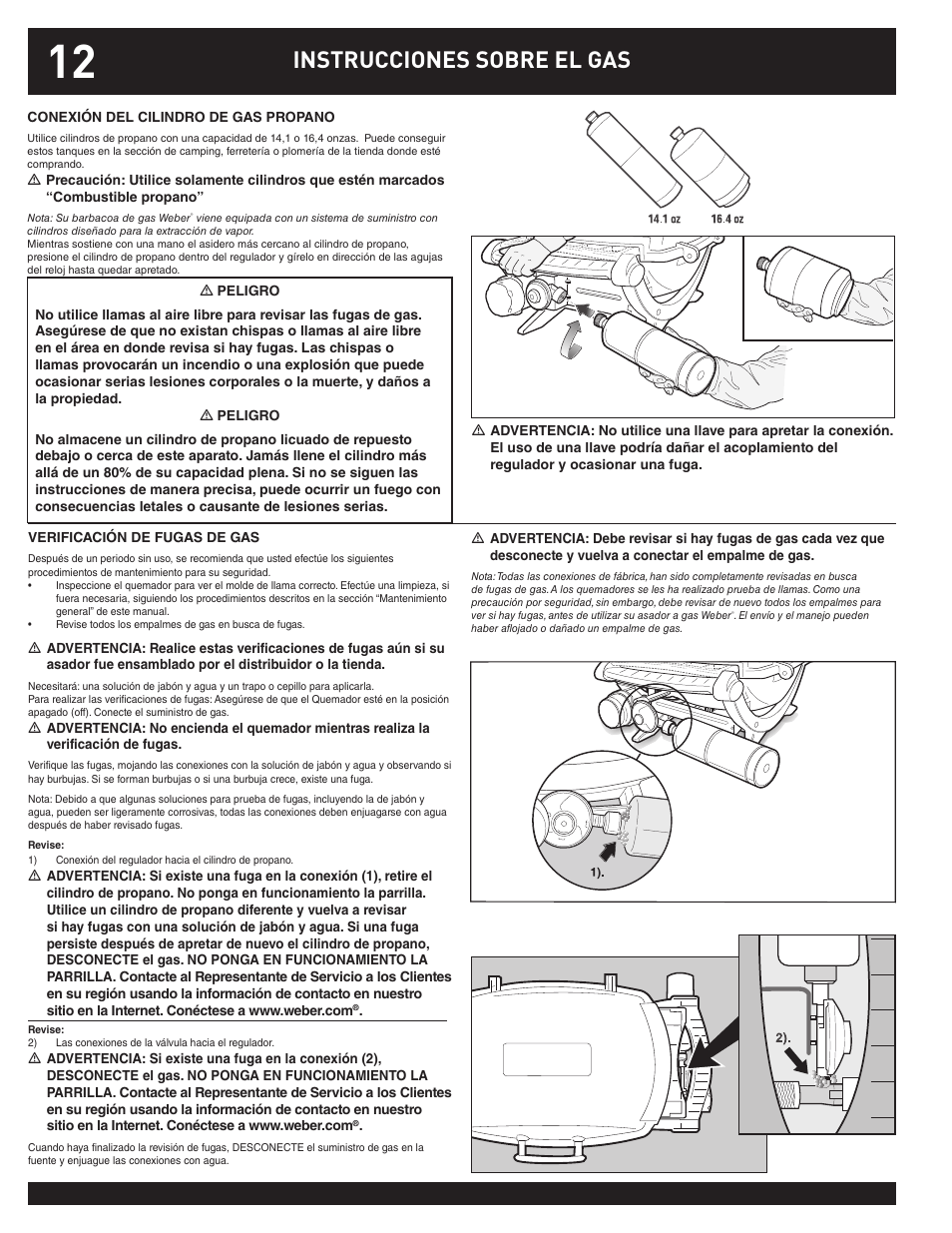 Instrucciones sobre el gas | weber Q100 User Manual | Page 12 / 32