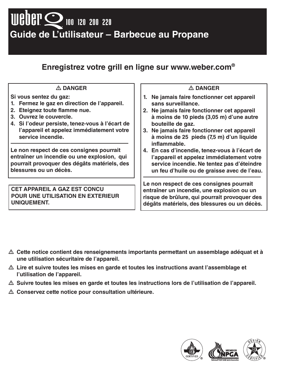 Guide de l’utilisateur – barbecue au propane | weber Q100 User Manual | Page 16 / 32