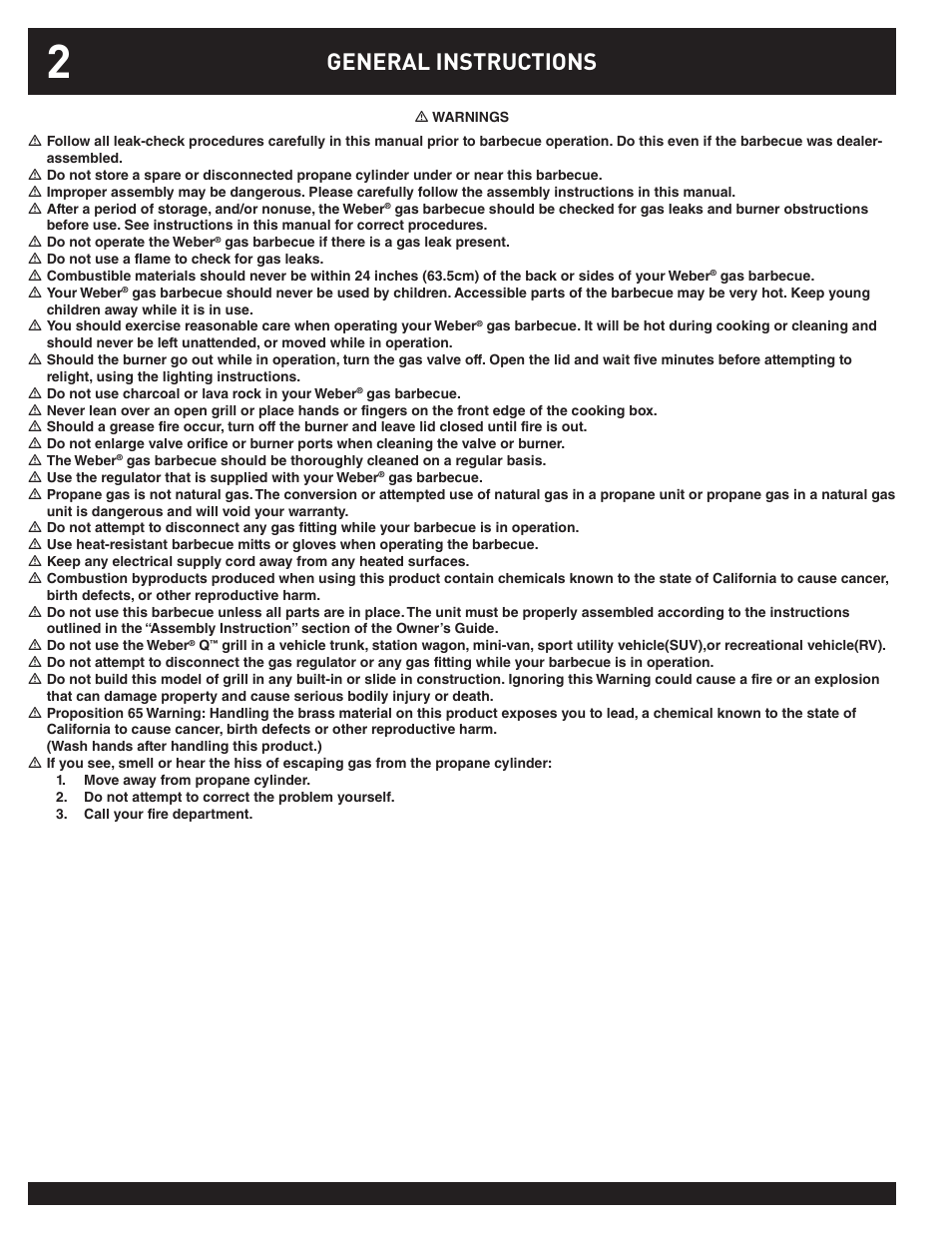 General instructions | weber Q100 User Manual | Page 2 / 32