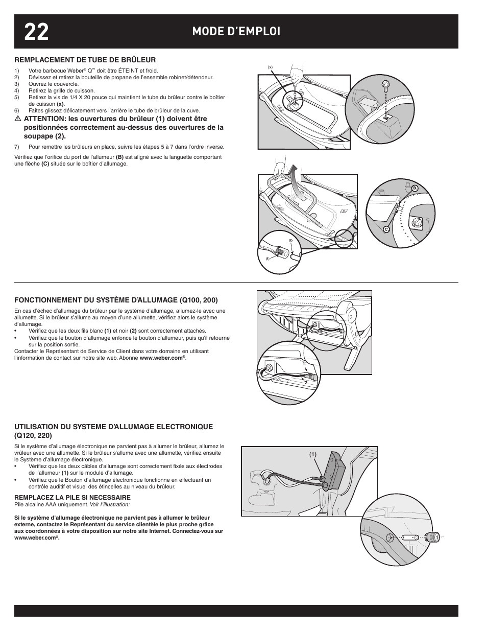 Mode d’emploi | weber Q100 User Manual | Page 22 / 32