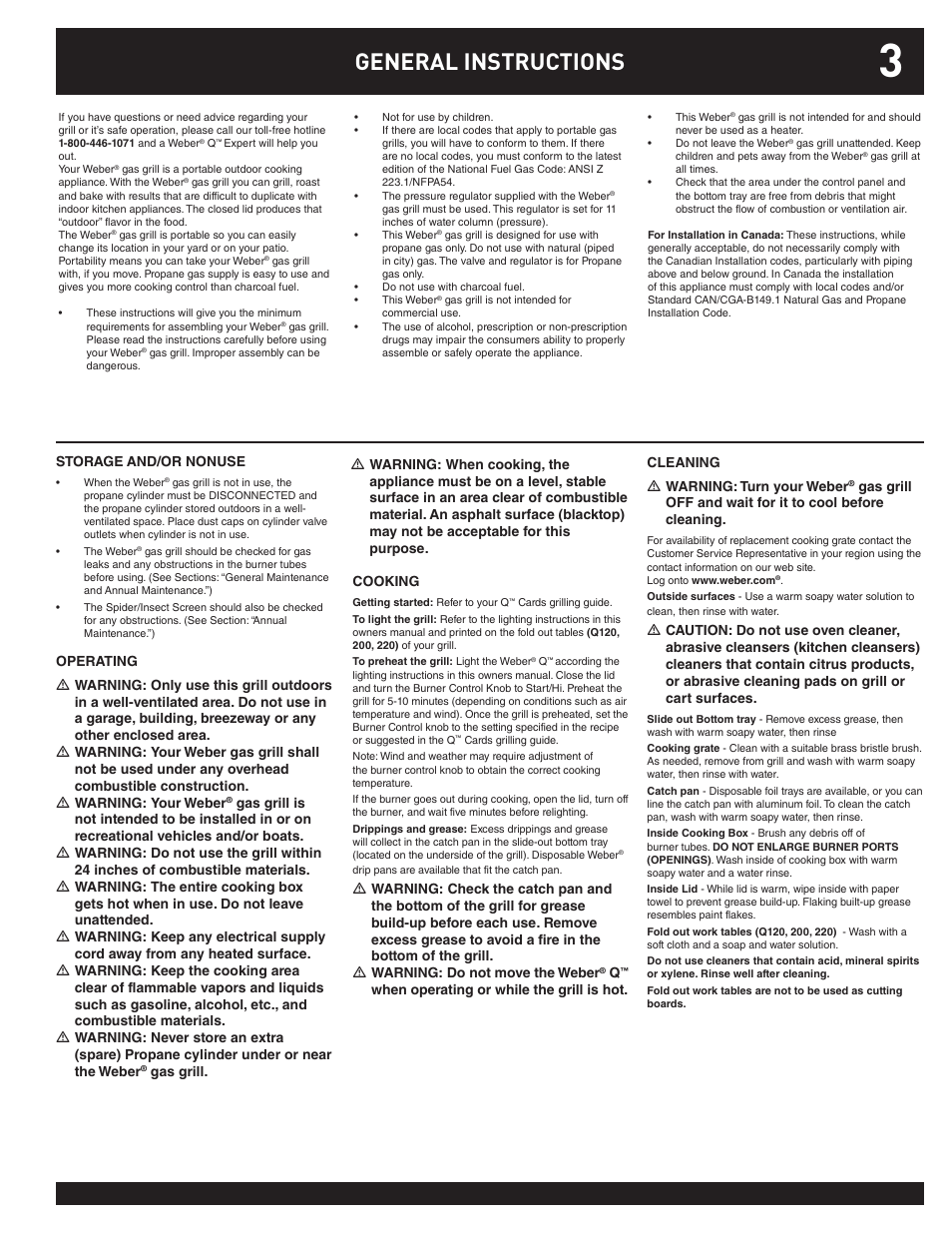 General instructions | weber Q100 User Manual | Page 3 / 32