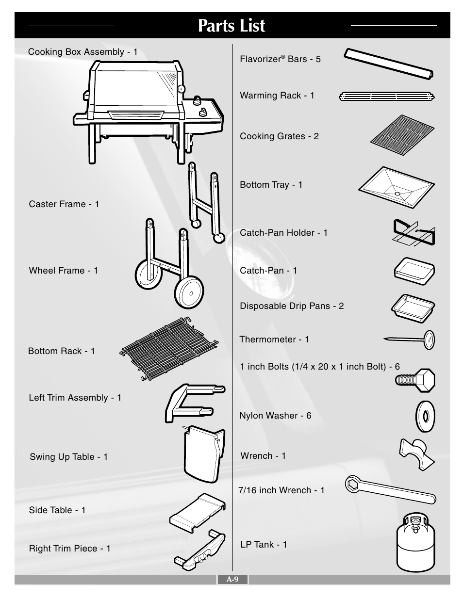Parts list | weber 55258 User Manual | Page 9 / 29