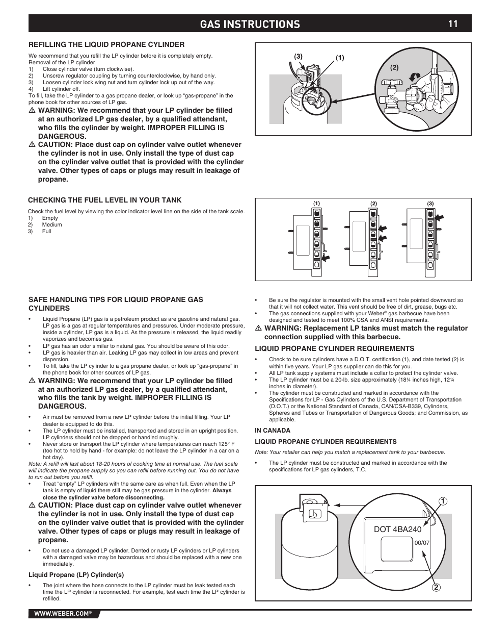 Gas instructions | weber Summit 43143 User Manual | Page 11 / 28