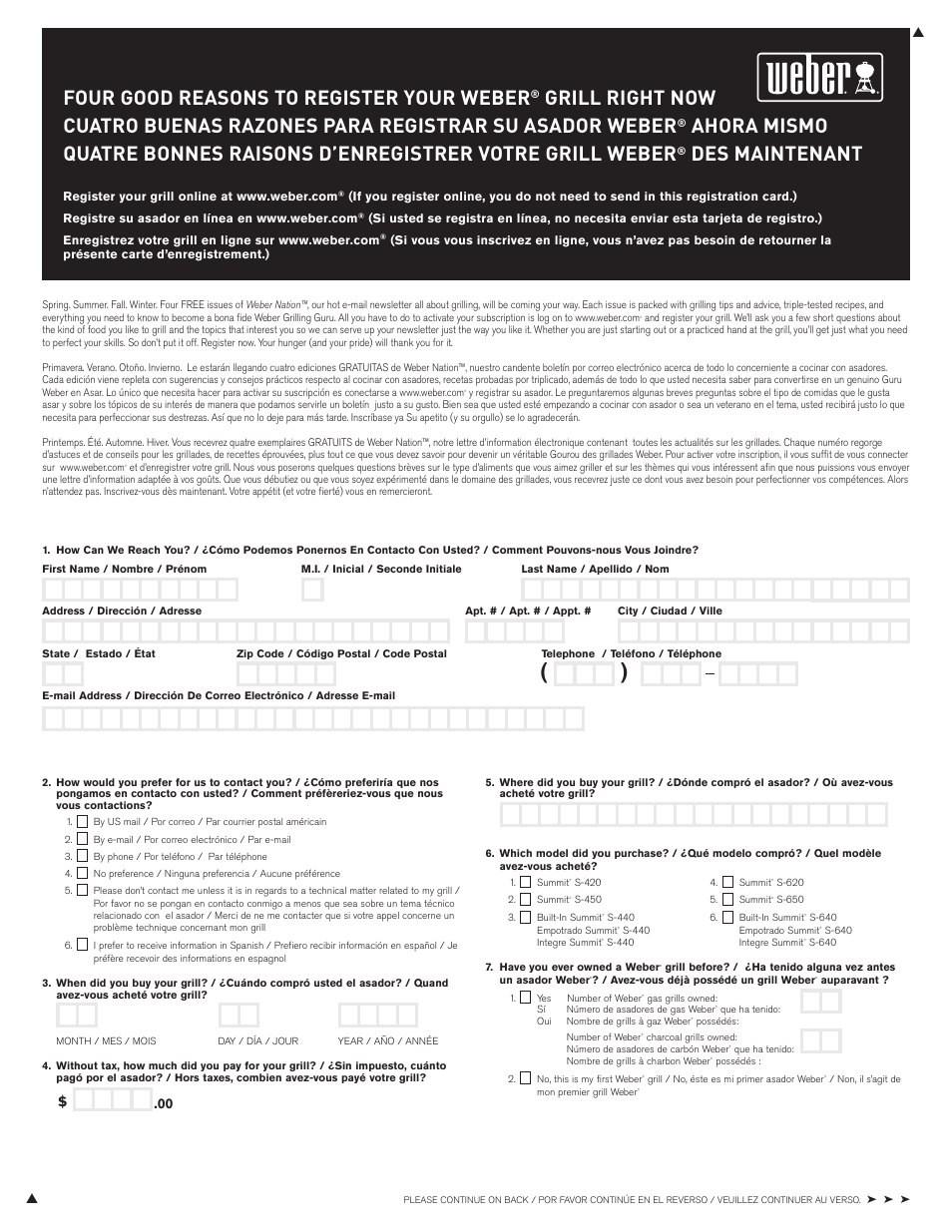 Four good reasons to register your weber, Des maintenant | weber Summit 43143 User Manual | Page 27 / 28