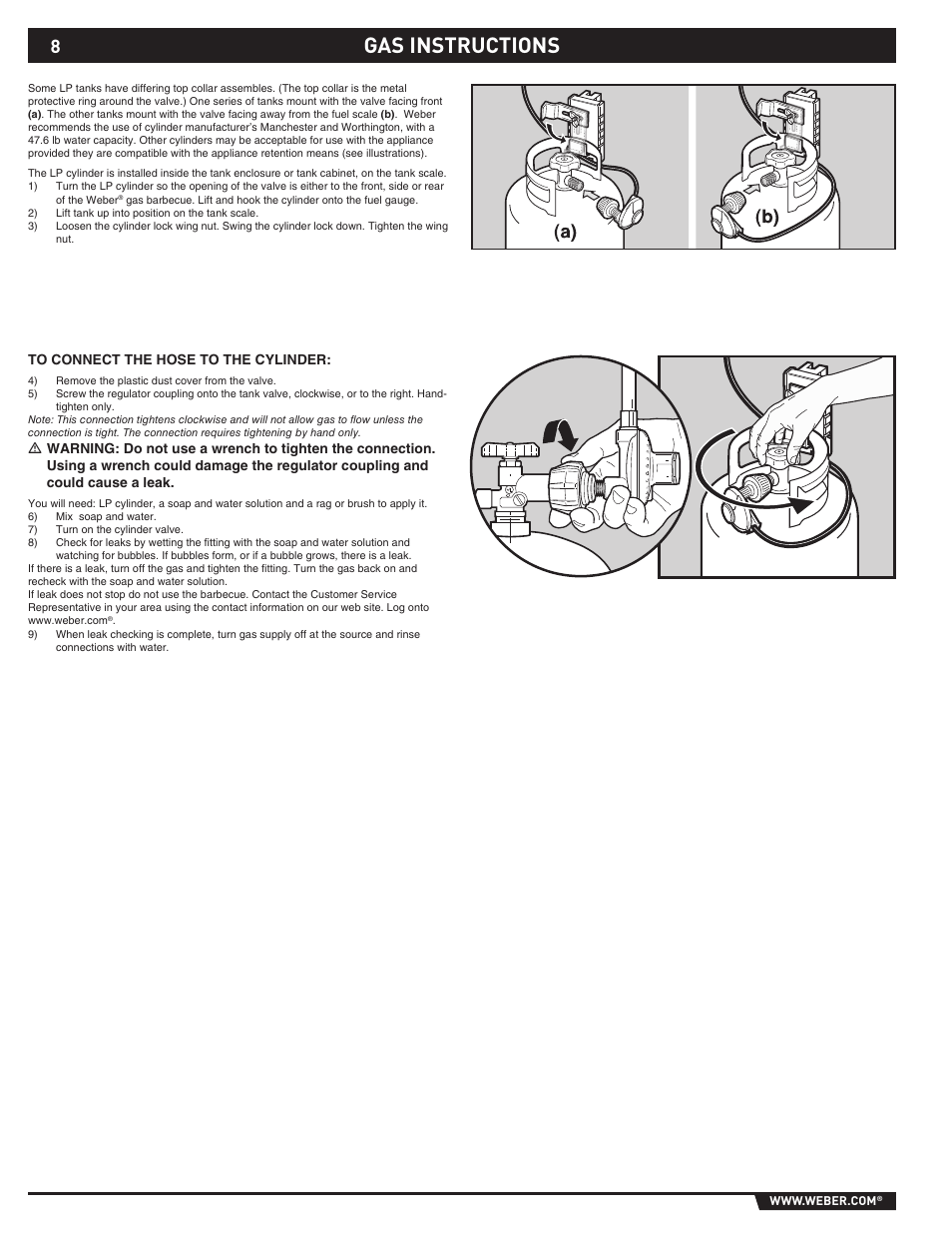 Gas instructions | weber Summit 43143 User Manual | Page 8 / 28