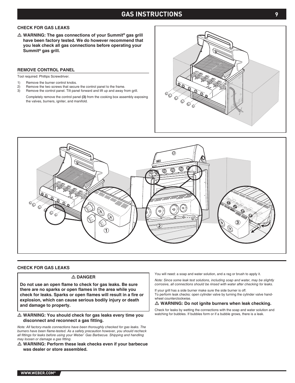 Gas instructions | weber Summit 43143 User Manual | Page 9 / 28