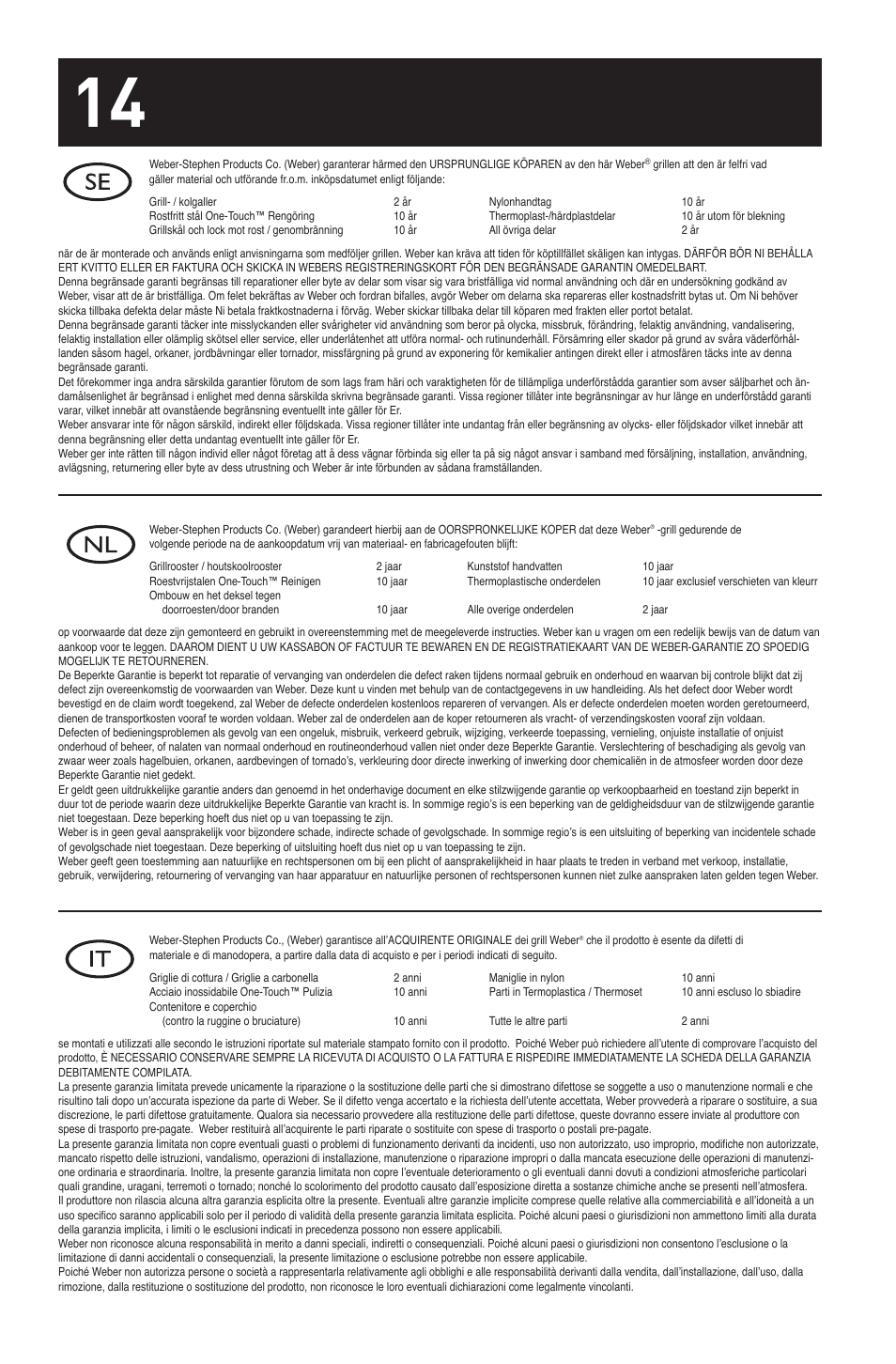 weber 30792 User Manual | Page 14 / 16