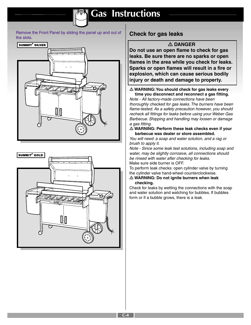 Gas instructions | weber SUMMIT 43720 User Manual | Page 34 / 50