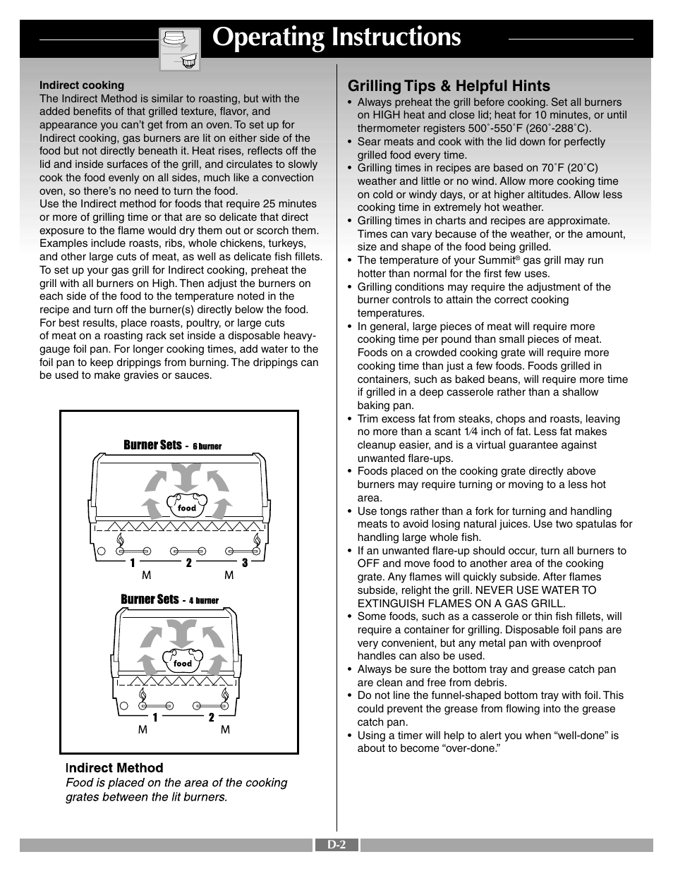 Operating instructions, Grilling tips & helpful hints | weber SUMMIT 43720 User Manual | Page 40 / 50