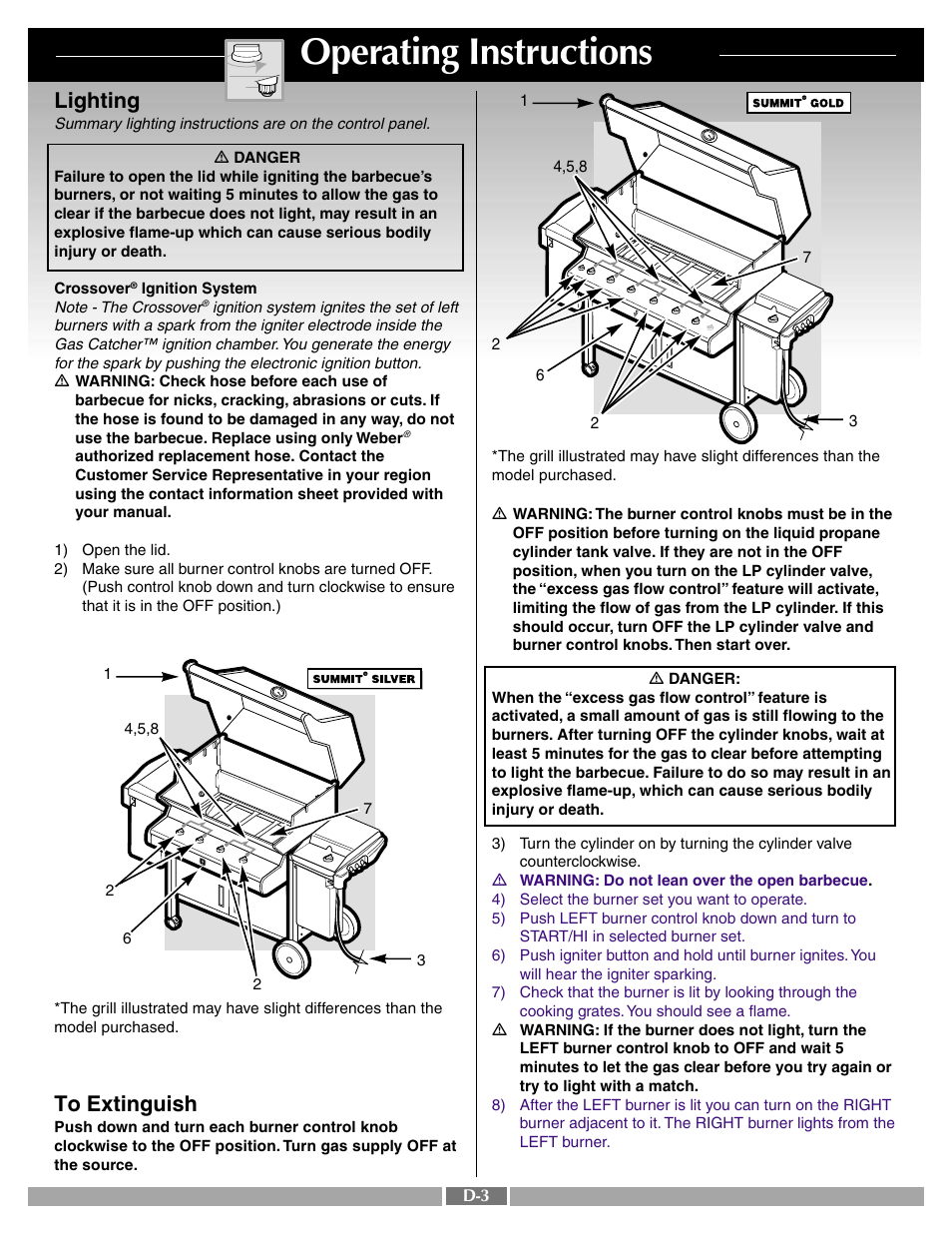 Operating instructions, Lighting | weber SUMMIT 43720 User Manual | Page 41 / 50
