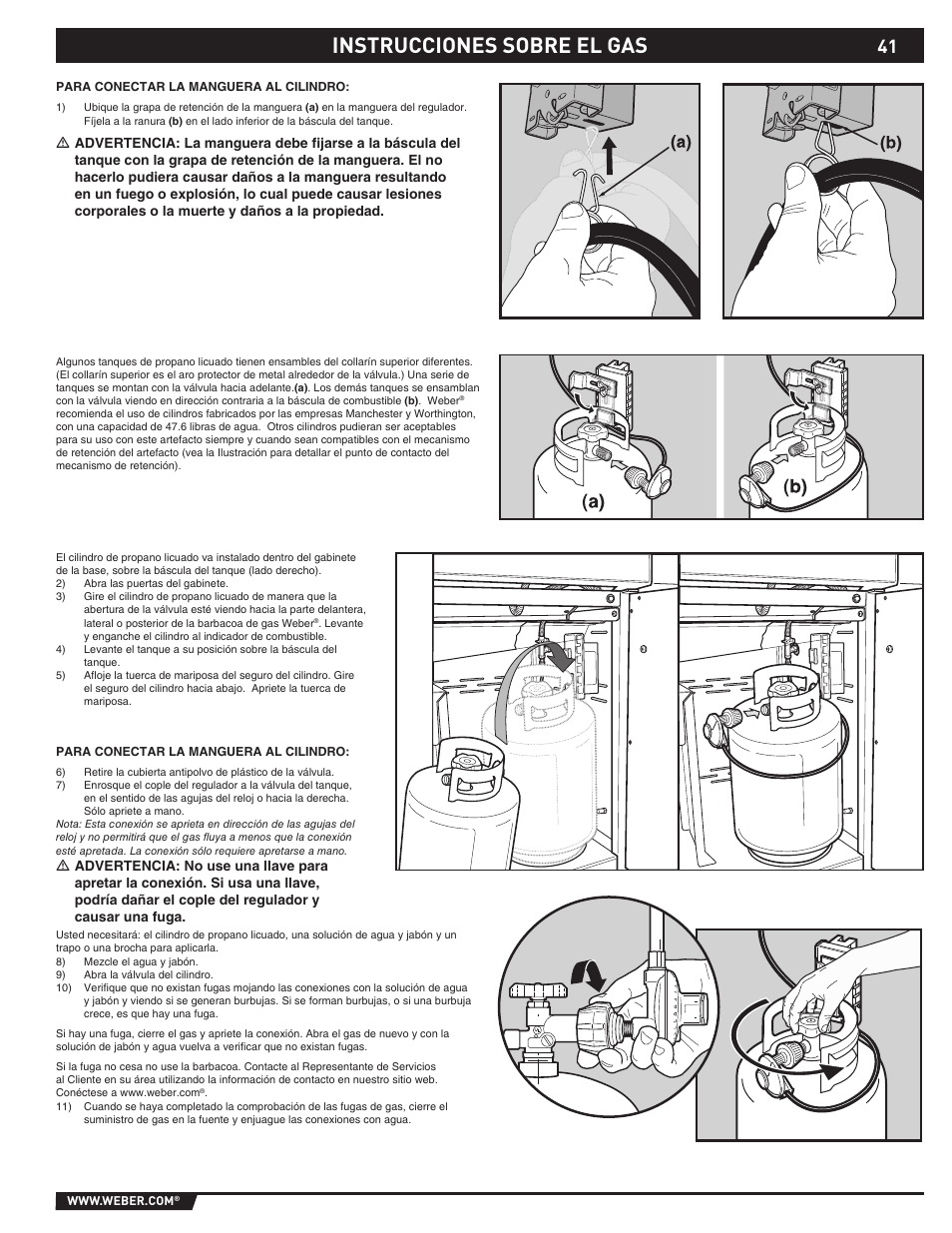 Gas instructions, Instrucciones sobre el gas | weber 89369 User Manual | Page 41 / 92