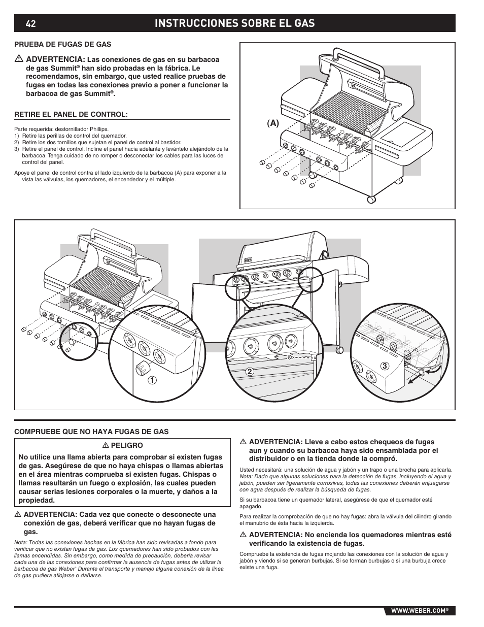 Instrucciones sobre el gas | weber 89369 User Manual | Page 42 / 92