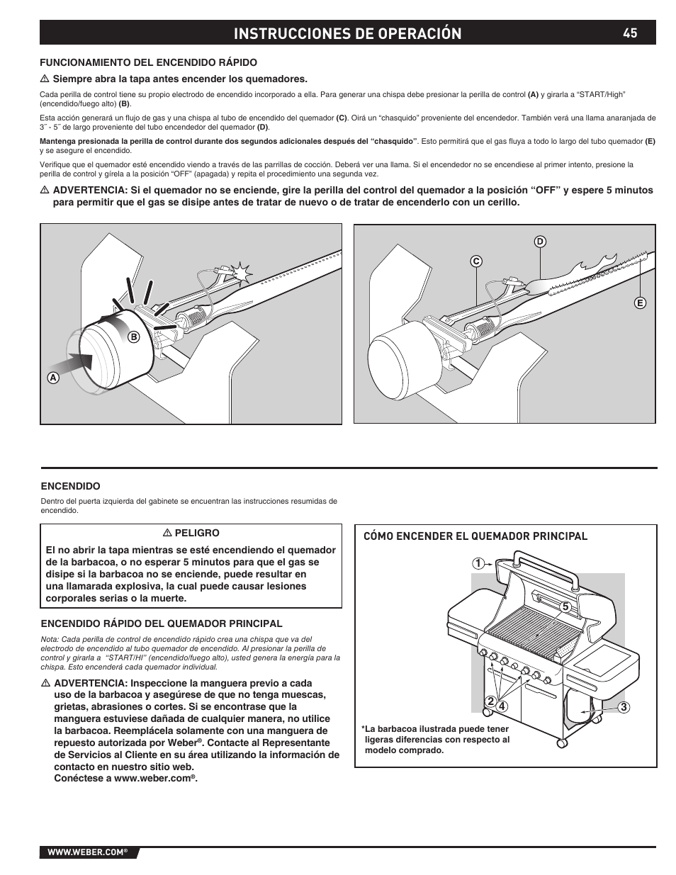 Instrucciones de operación | weber 89369 User Manual | Page 45 / 92