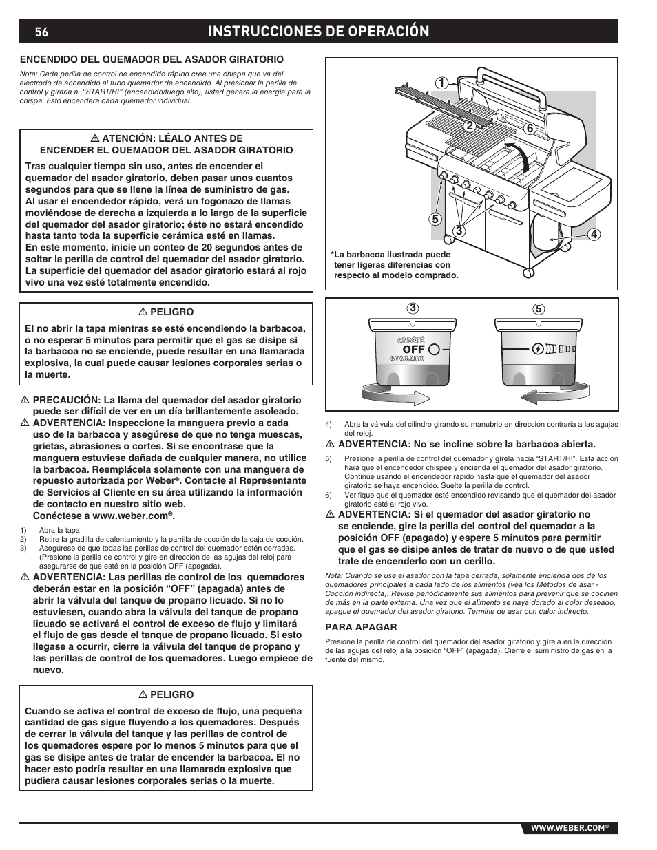Instrucciones de operación | weber 89369 User Manual | Page 56 / 92