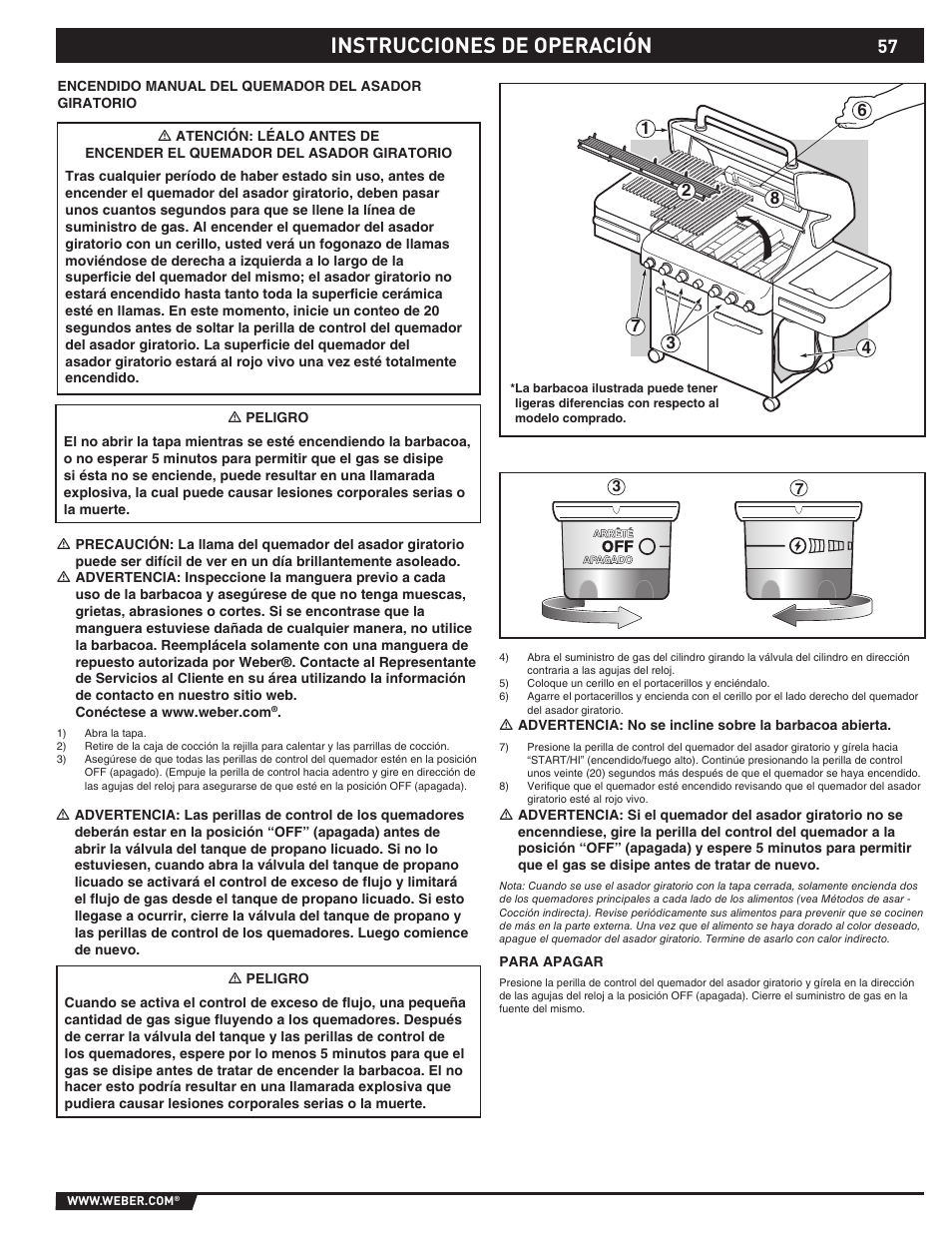 Instrucciones de operación | weber 89369 User Manual | Page 57 / 92
