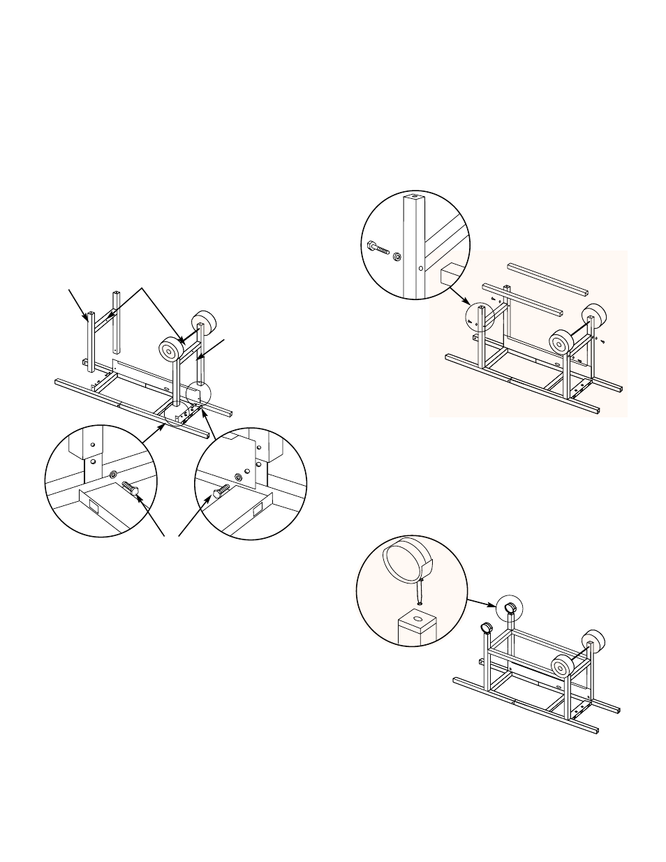 Continue frame assembly, Complete frame assembly, Insert casters | weber 3100 User Manual | Page 11 / 36