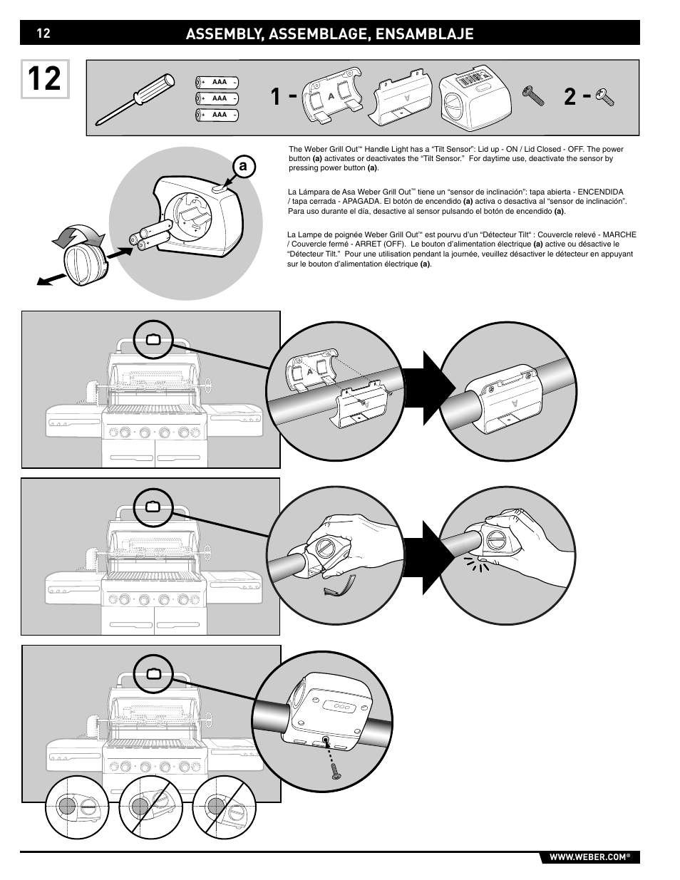 Assembly, assemblage, ensamblaje | weber 89561 User Manual | Page 12 / 76