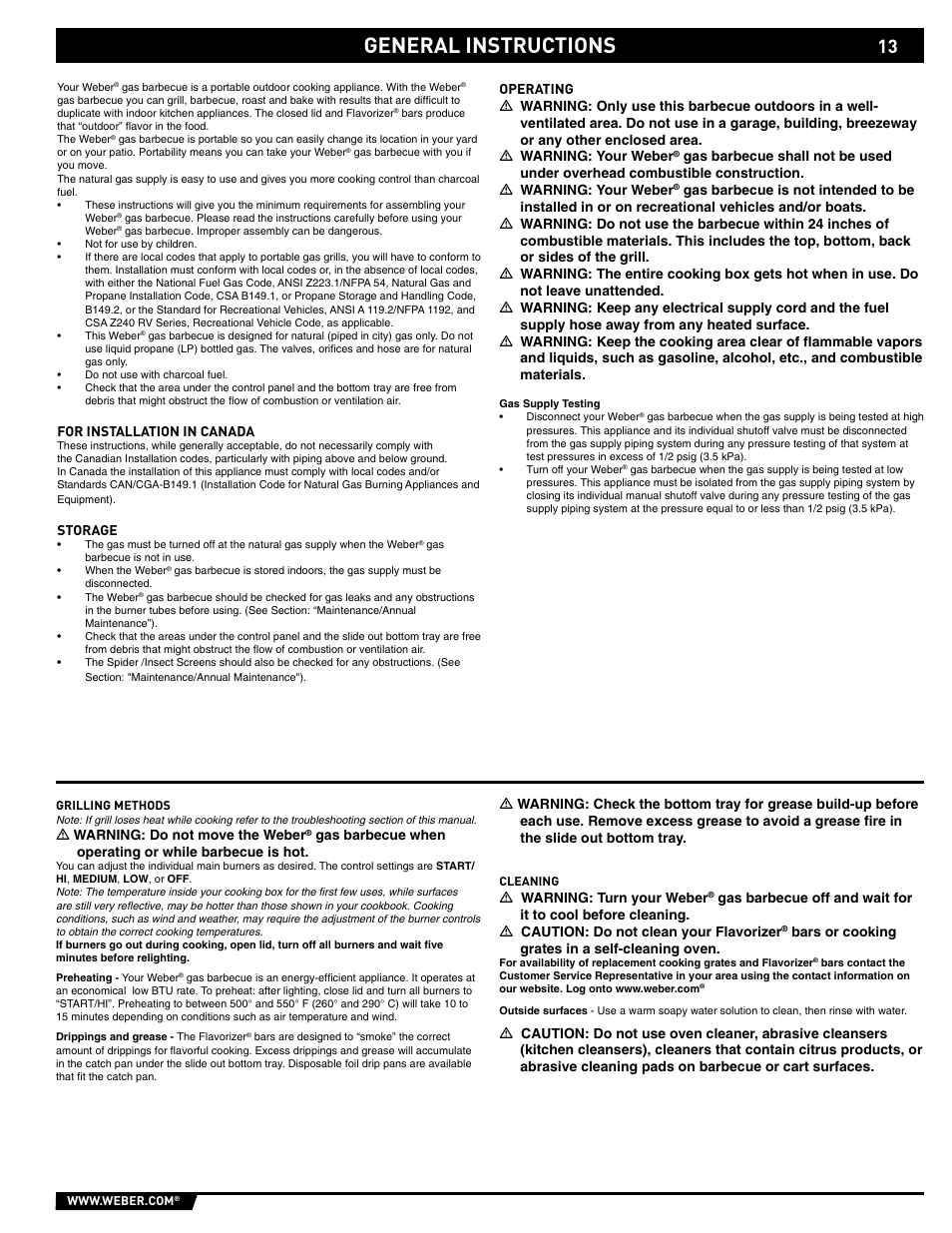 General instructions | weber 89561 User Manual | Page 13 / 76