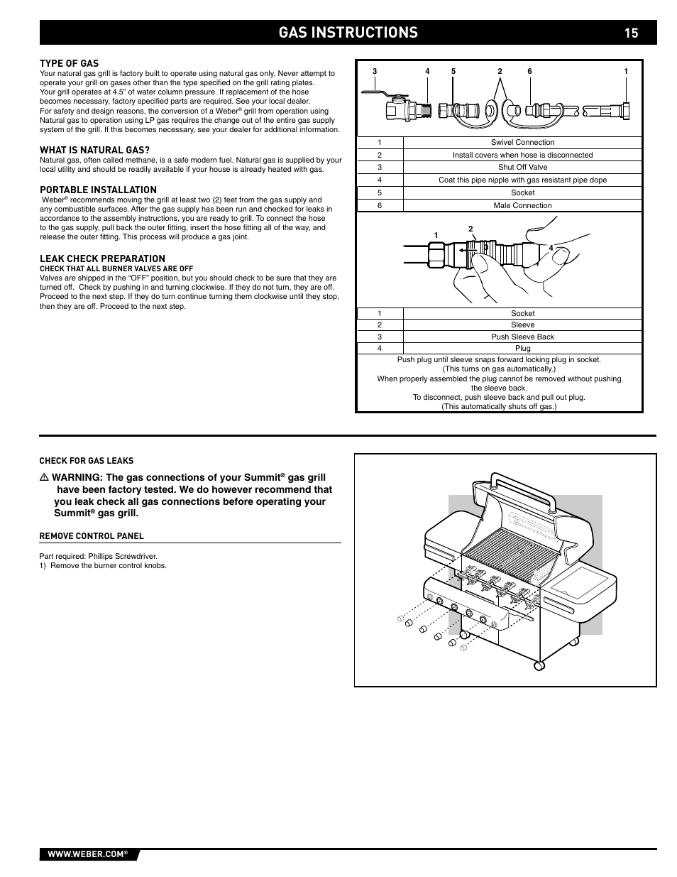 Gas instructions | weber 89561 User Manual | Page 15 / 76